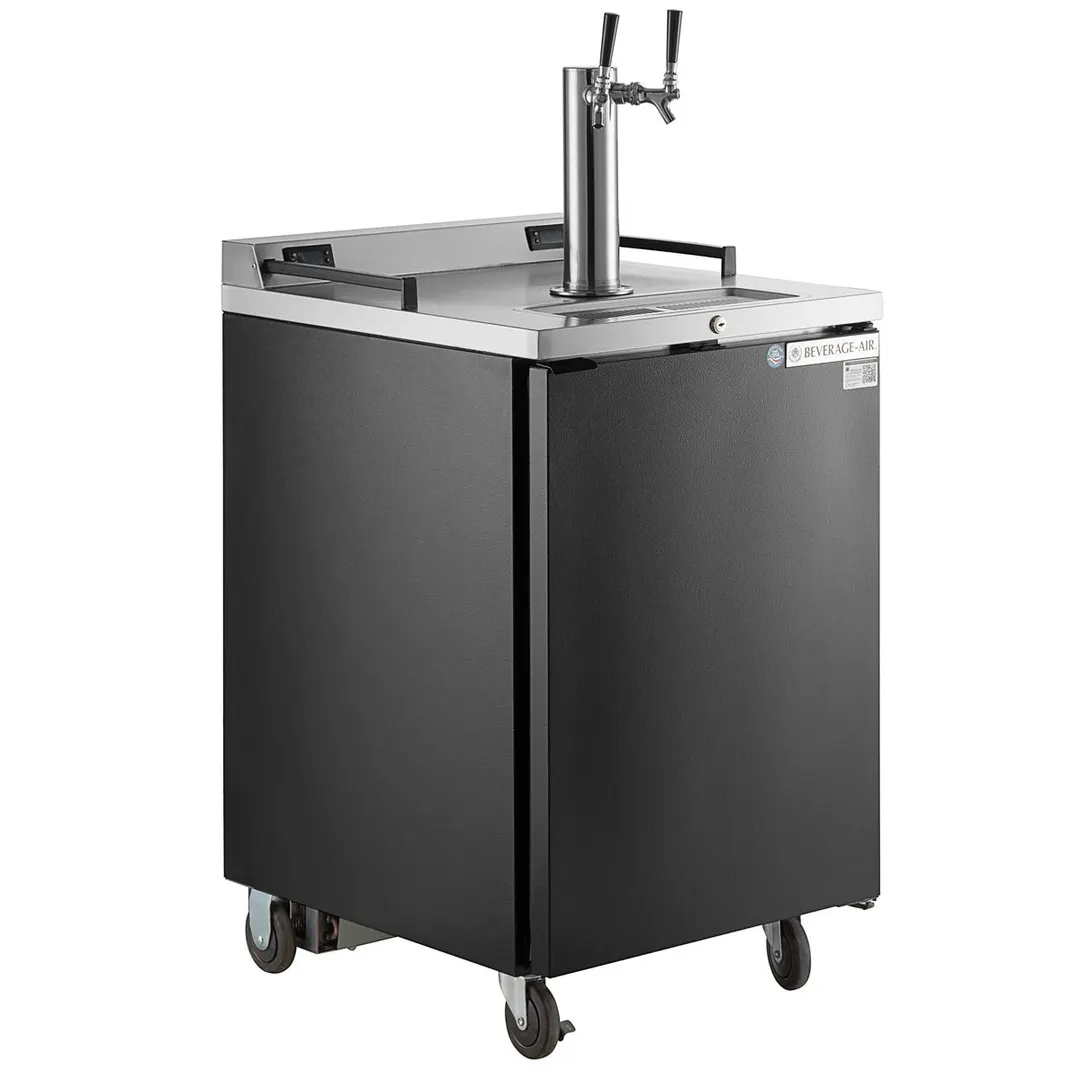 Beverage Air DZ24-1-B Dual Zone 24" Keg Cooler, Black, 7.44 cu ft, 4 1/6-Barrel Kegs, 2-Tap, Comp