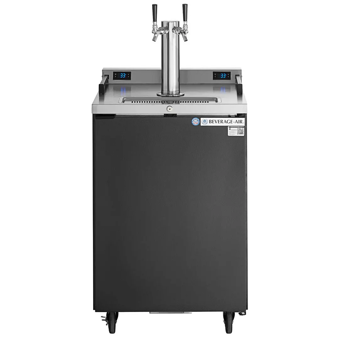 Beverage Air DZ24-1-B Dual Zone 24" Keg Cooler, Black, 7.44 cu ft, 4 1/6-Barrel Kegs, 2-Tap, Comp