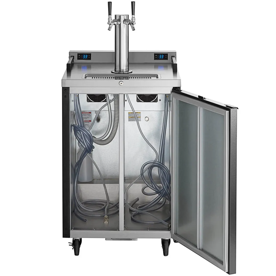 Beverage Air DZ24-1-B Dual Zone 24" Keg Cooler, Black, 7.44 cu ft, 4 1/6-Barrel Kegs, 2-Tap, Comp