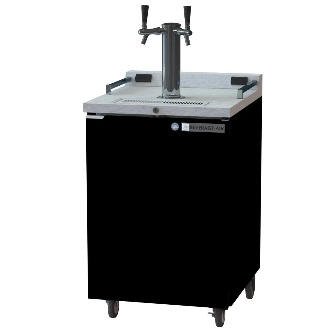 Beverage Air DZ24-1-B Dual Zone 24" Keg Cooler, Black, 7.44 cu ft, 4 1/6-Barrel Kegs, 2-Tap, Comp