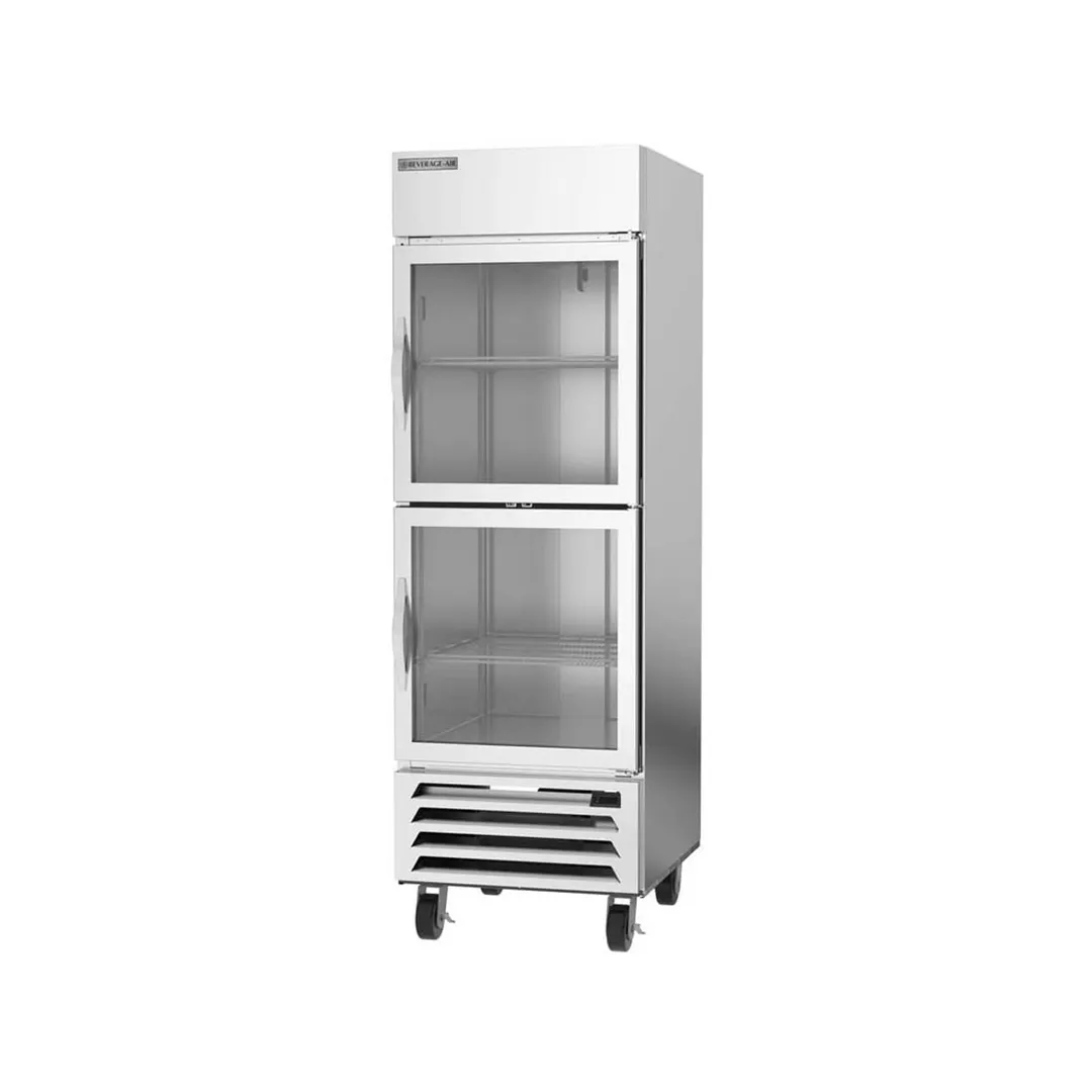 Beverage Air HBF23HC-1-HG 27" 1-Section Reach-In Freezer, 2 Half Glass Doors, Bottom Mount, 23.32 cu. ft., Stainless Steel