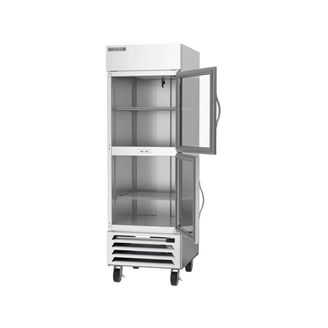 Beverage Air HBF23HC-1-HG 27" 1-Section Reach-In Freezer, 2 Half Glass Doors, Bottom Mount, 23.32 cu. ft., Stainless Steel