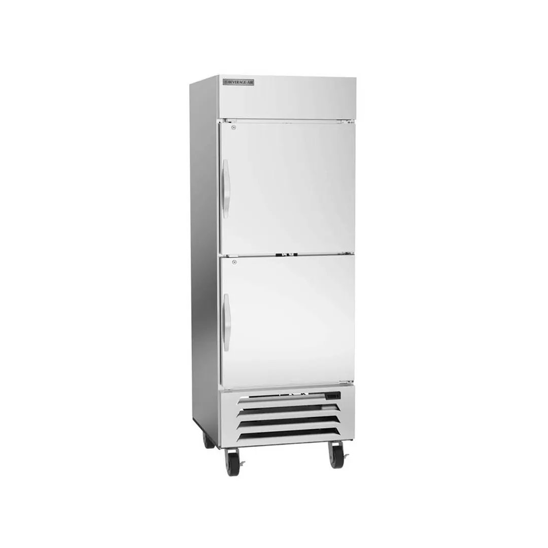 Beverage Air HBF27HC-1-HS 30" 2-Half Solid Door Reach-In Freezer, Bottom Mounted, 25.97 cu. ft., Stainless Steel