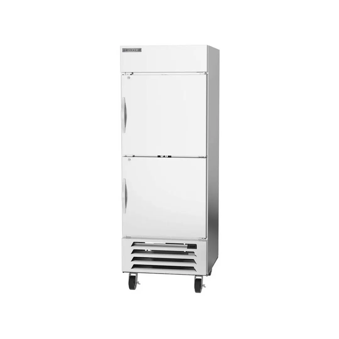 Beverage Air HBF27HC-1-HS 30" 2-Half Solid Door Reach-In Freezer, Bottom Mounted, 25.97 cu. ft., Stainless Steel