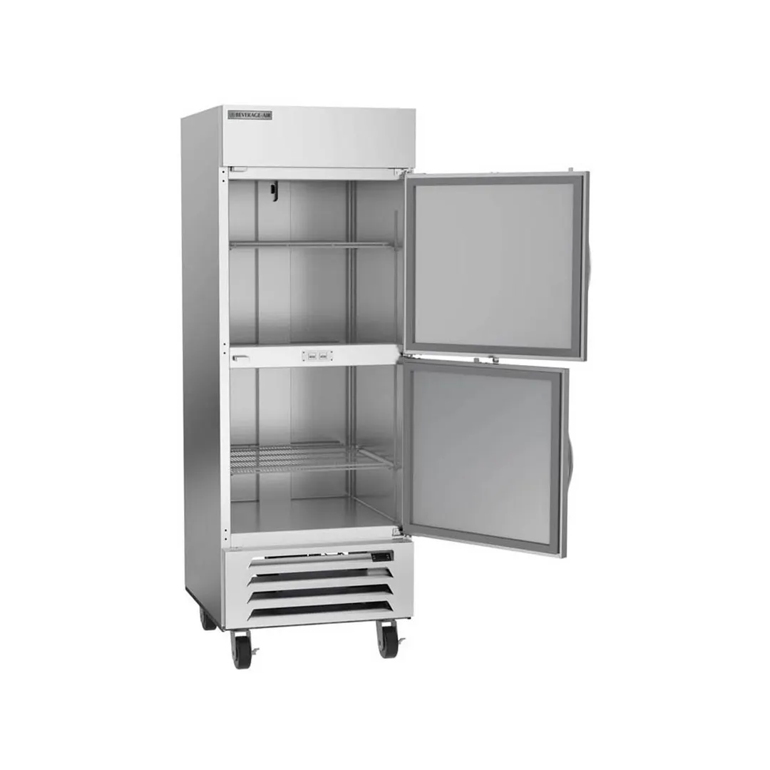 Beverage Air HBF27HC-1-HS 30" 2-Half Solid Door Reach-In Freezer, Bottom Mounted, 25.97 cu. ft., Stainless Steel