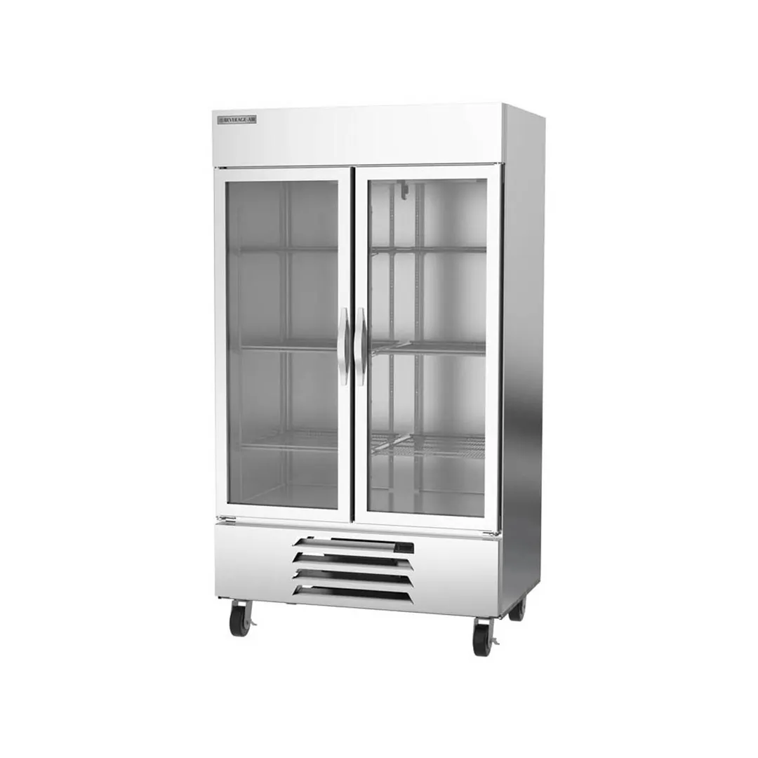 Beverage Air HBF44HC-1-G 47" 2-Section Glass Door Reach-In Freezer, Bottom Mounted, 44 cu. ft., Stainless Steel