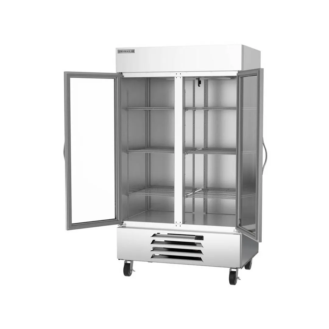 Beverage Air HBF44HC-1-G 47" 2-Section Glass Door Reach-In Freezer, Bottom Mounted, 44 cu. ft., Stainless Steel