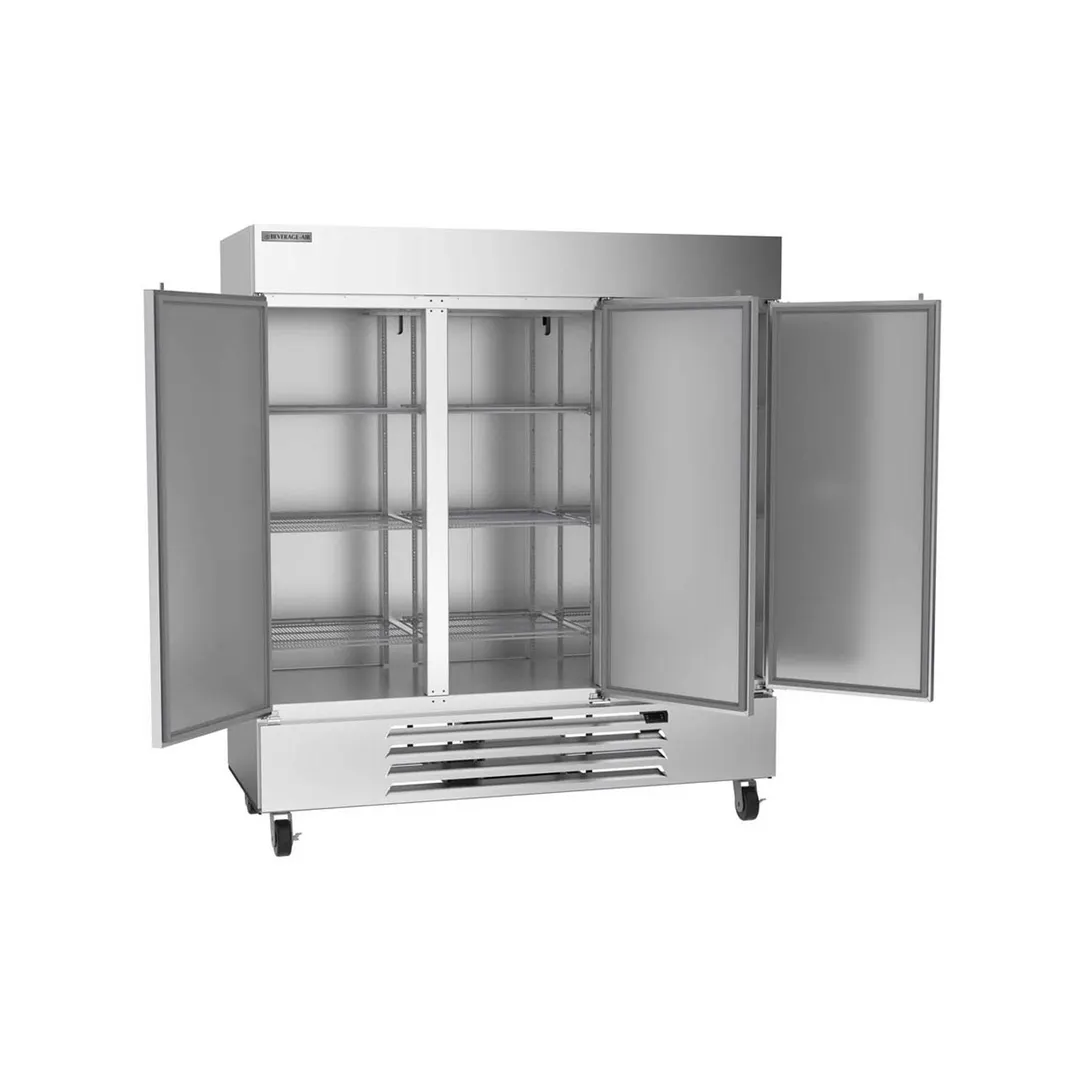 Beverage Air HBF72HC-5 75" 3-Solid Door Reach-In Freezer, Bottom Mounted, 68.43 cu. ft., Stainless Steel