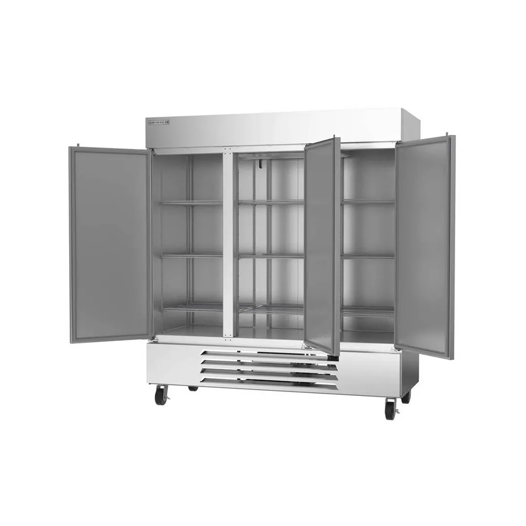Beverage Air HBF72HC-5 75" 3-Solid Door Reach-In Freezer, Bottom Mounted, 68.43 cu. ft., Stainless Steel