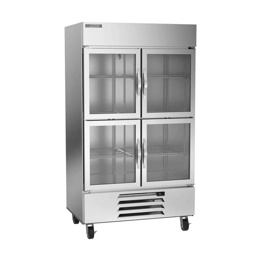 Beverage Air HBR44HC-1-HG 47" 2-Section Reach-In Refrigerator w/ 4 Glass Half Doors, Bottom Mount, 1/3 hp, 40 cu. ft.