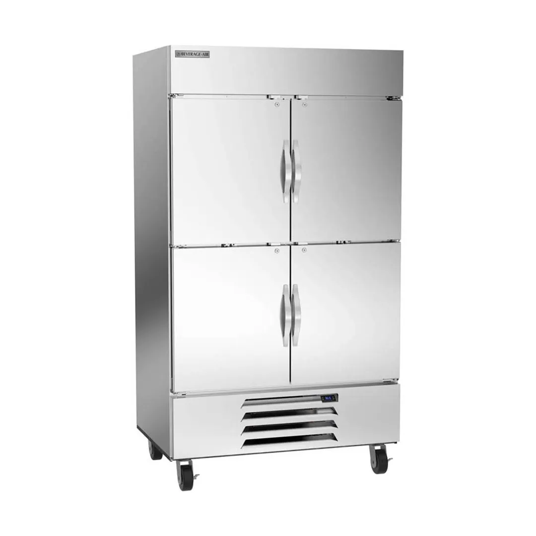 Beverage Air HBR44HC-1-HS 47" 2-Section Reach-In Refrigerator w/ 4 Solid Half Doors, Bottom Mount, 1/3 hp, 40 cu. ft.