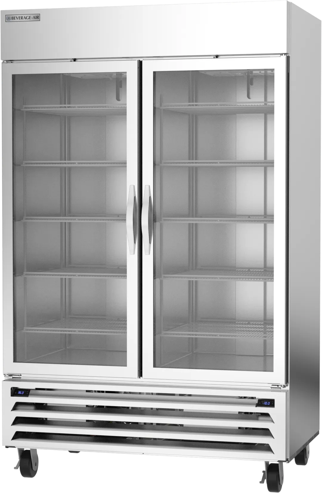 Beverage Air HBRF49HC-1-A-G 52" 2-Sections Reach-In Refrigerator Freezer Combo w/ 2 Glass Doors