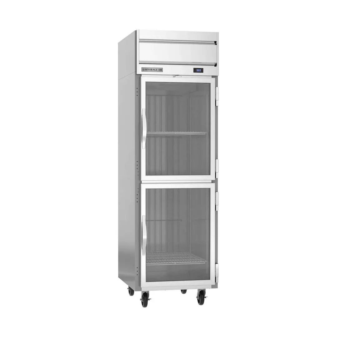 Beverage Air HR1HC-1HG 26" 1-Section Reach-In Refrigerator w/ 2 Glass Half Doors, Top Mount, 1/4 hp, 22 cu. ft.