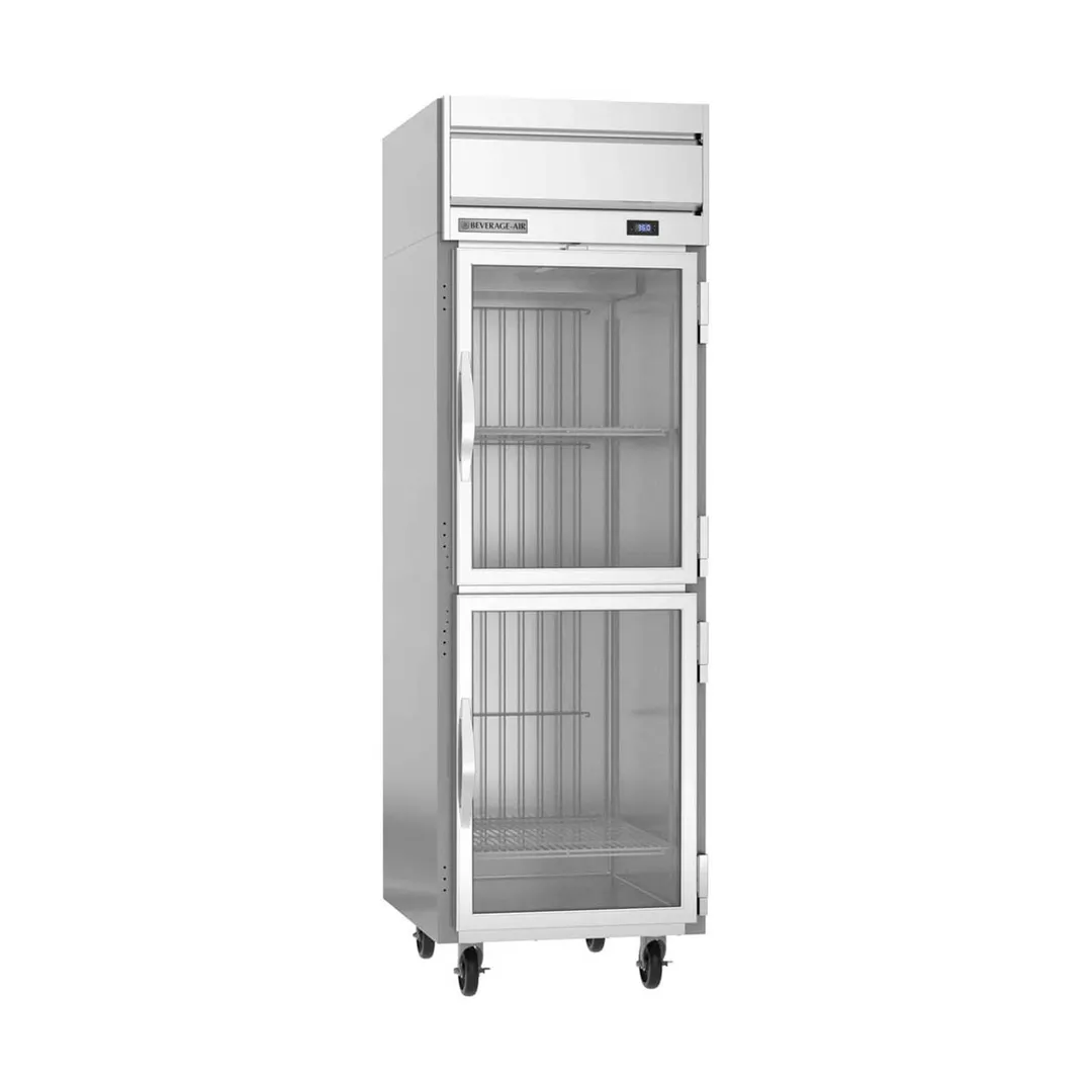 Beverage Air HRS1HC-1HG 26" 1-Section Reach-In Refrigerator w/ 2 Glass Half Doors, Top Mounted, 1/4 hp, 22.3 cu. ft.