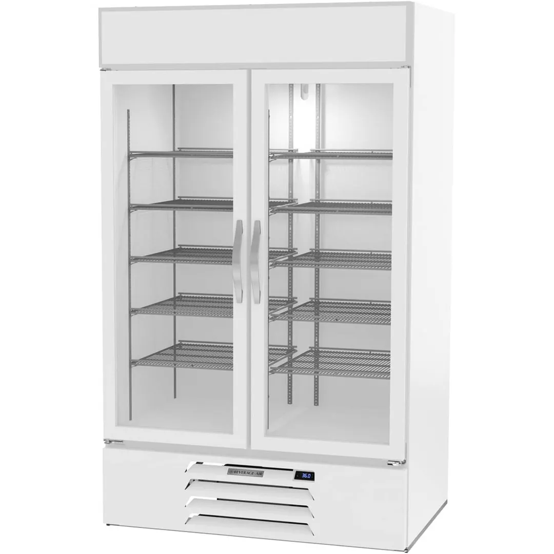 Beverage Air MMR44HC-1-W-IQ 47" Two Glass Door Merchandiser Refrigerator in White, 40 cu. ft.