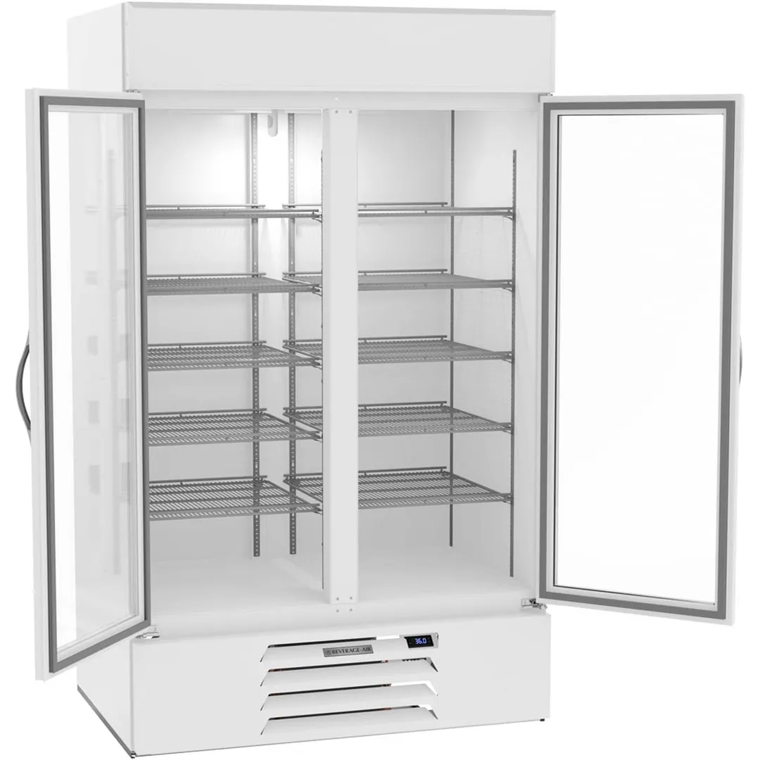 Beverage Air MMR44HC-1-W-IQ 47" Two Glass Door Merchandiser Refrigerator in White, 40 cu. ft.