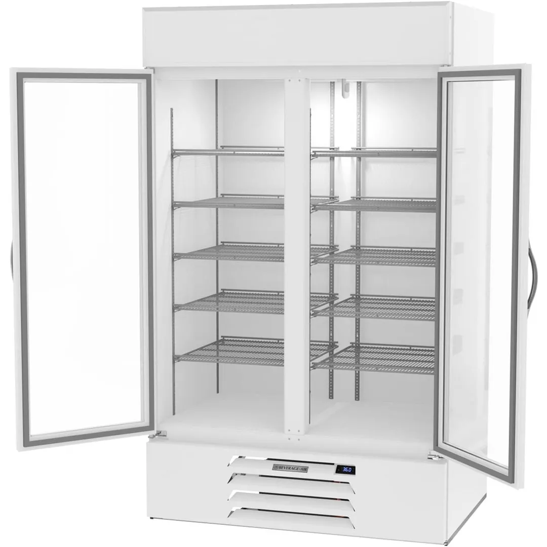 Beverage Air MMR44HC-1-W-IQ 47" Two Glass Door Merchandiser Refrigerator in White, 40 cu. ft.