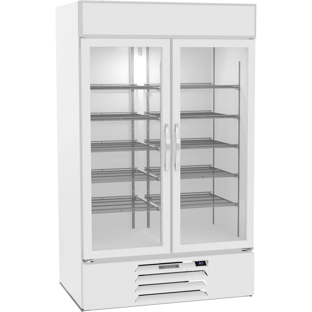 Beverage Air MMR44HC-1-W-IQ 47" Two Glass Door Merchandiser Refrigerator in White, 40 cu. ft.
