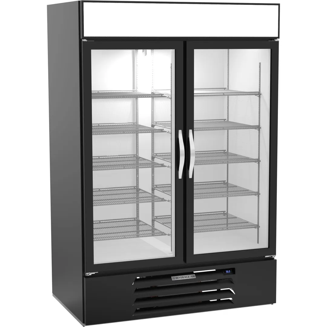 Beverage Air MMR49HC-1-B-IQ 52" Two Section Merchandiser Refrigerator in Black, 46.15 cu. ft.