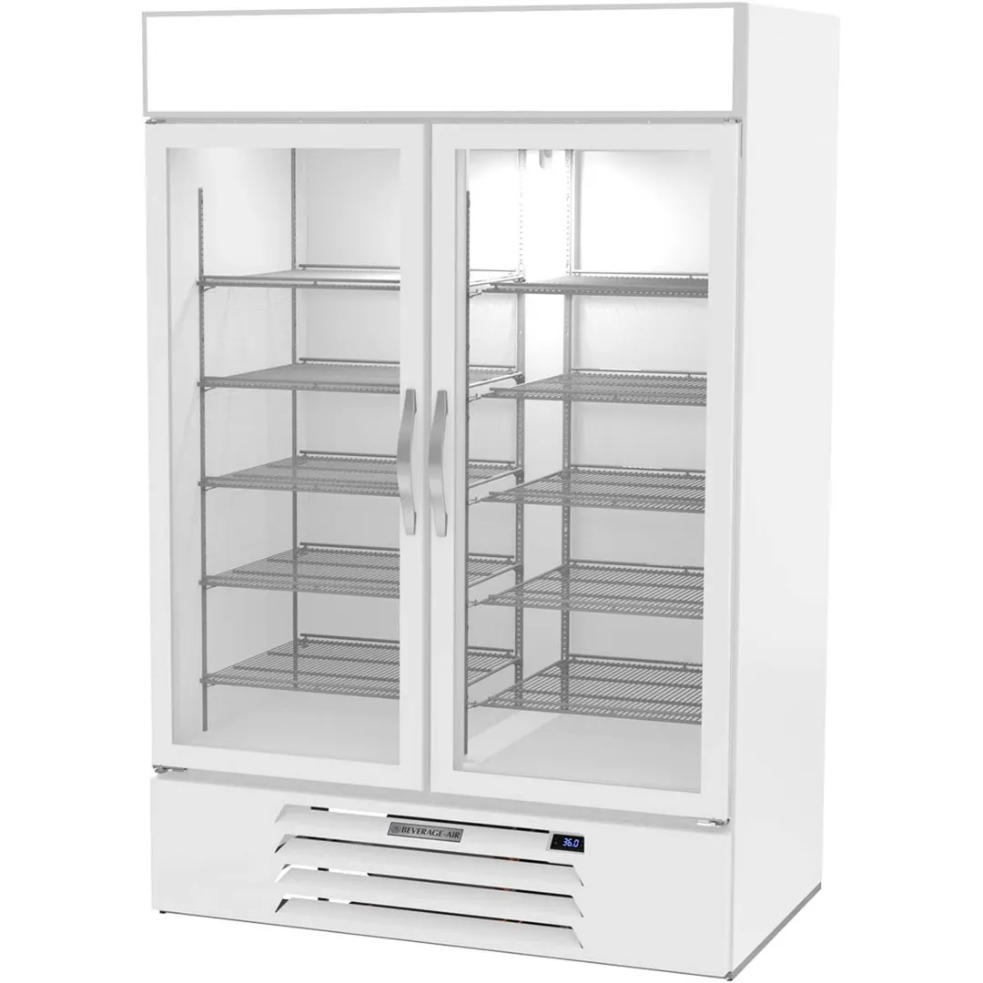 Beverage Air MMR49HC-1-W 52" Two Glass Door Merchandiser Refrigerator in White, 46.15 cu. ft.