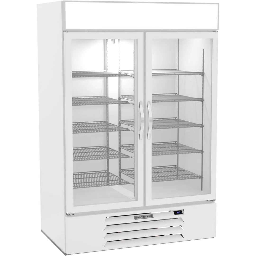 Beverage Air MMR49HC-1-W 52" Two Glass Door Merchandiser Refrigerator in White, 46.15 cu. ft.