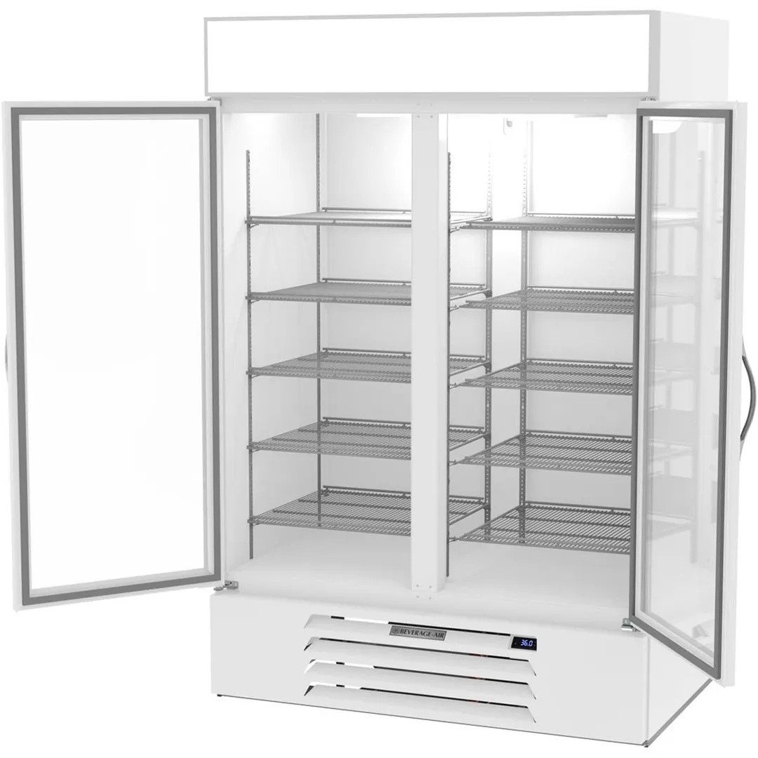Beverage Air MMR49HC-1-W 52" Two Glass Door Merchandiser Refrigerator in White, 46.15 cu. ft.
