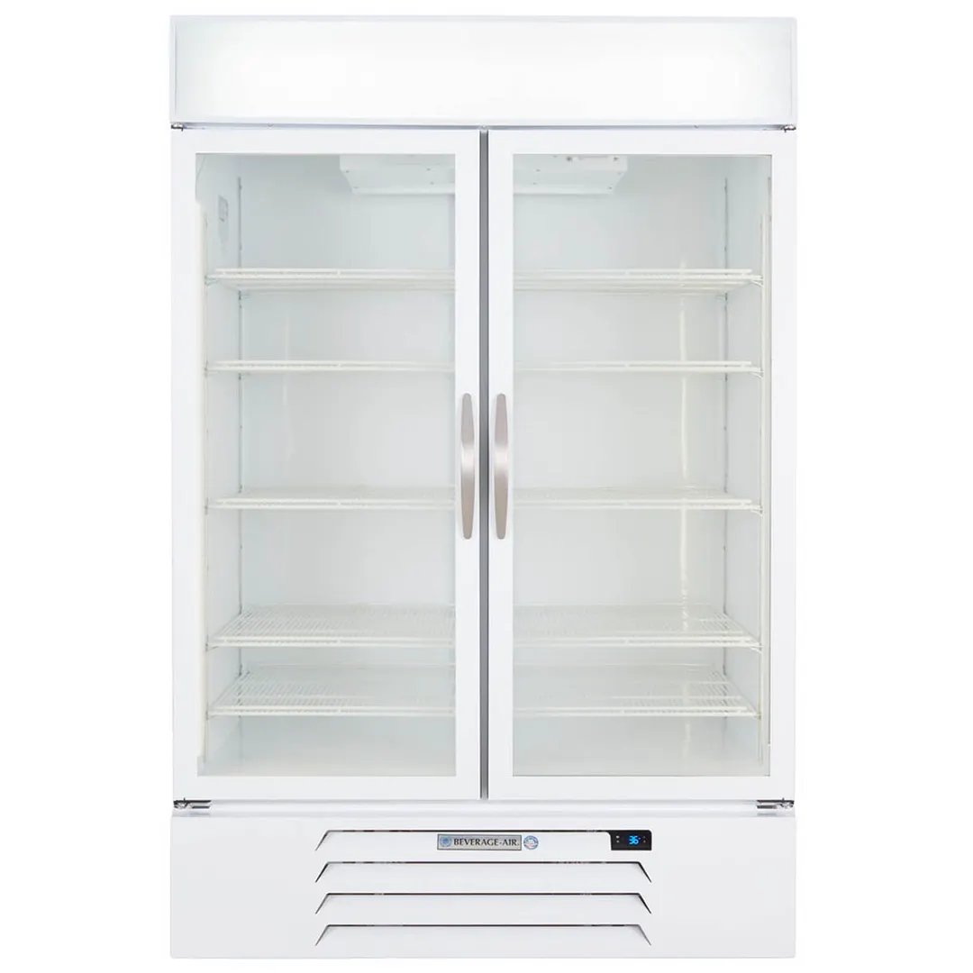Beverage Air MMR49HC-1-W 52" Two Glass Door Merchandiser Refrigerator in White, 46.15 cu. ft.