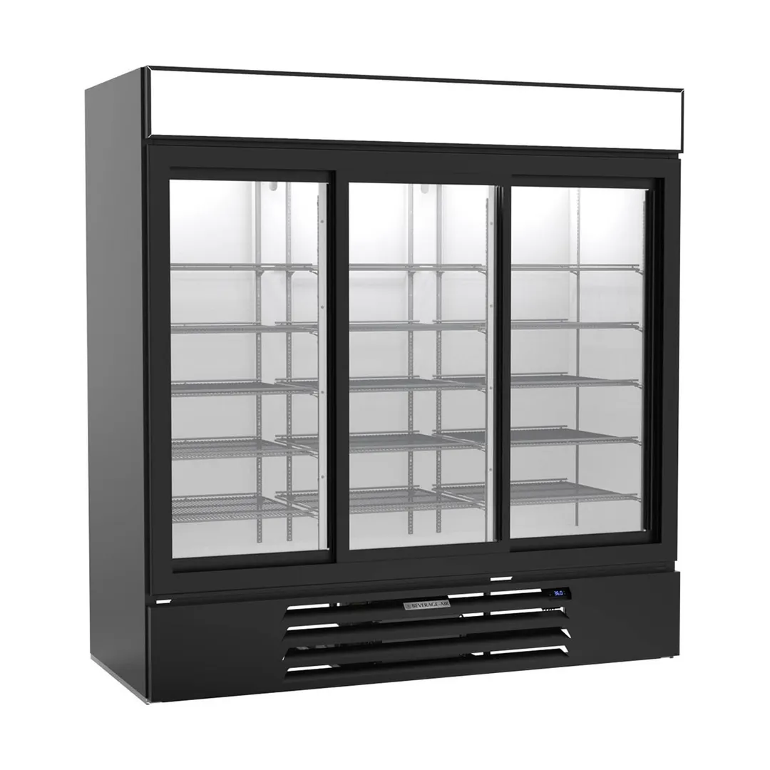 Beverage Air MMR66HC-1-B 75" Three Glass Door Merchandiser Refrigerator in Black, 64.4 cu. ft.