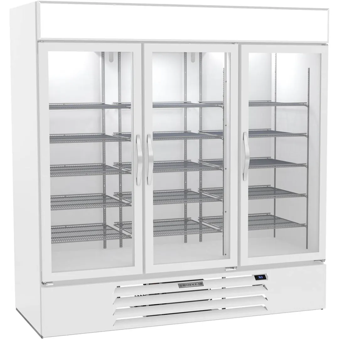 Beverage Air MMR72HC-1-W 75" Three Glass Door Merchandiser Refrigerator in White, 68.5 cu. ft.