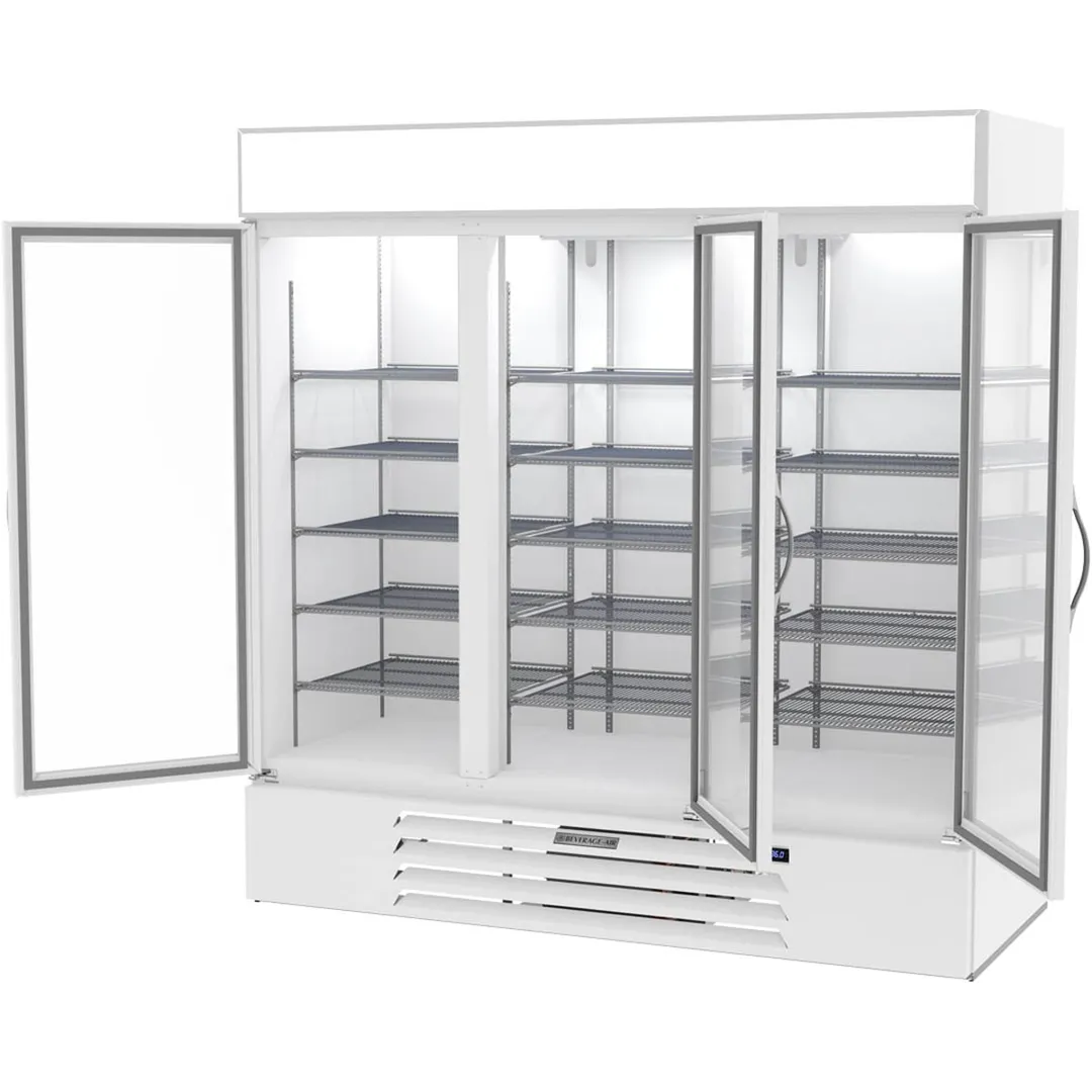 Beverage Air MMR72HC-1-W 75" Three Glass Door Merchandiser Refrigerator in White, 68.5 cu. ft.