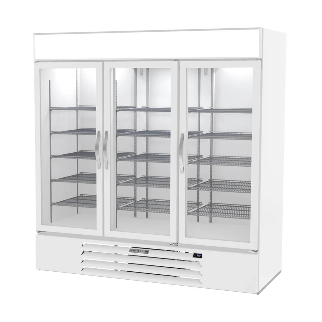 Beverage Air MMR72HC-1-W 75" Three Glass Door Merchandiser Refrigerator in White, 68.5 cu. ft.