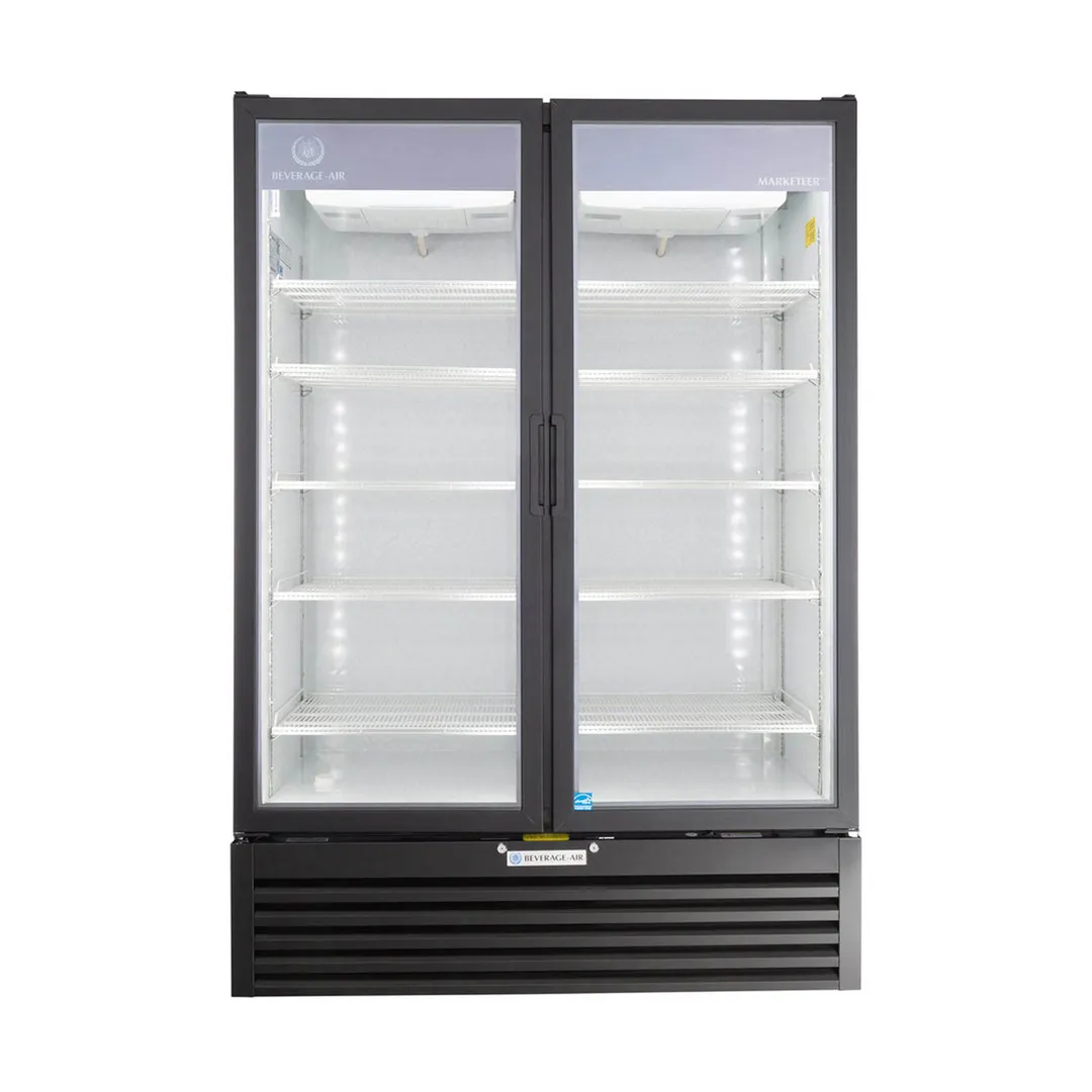 Beverage Air MT53-1B 54" 2-Section Marketeer Glass Door Merchandiser in Black, 41.66 cu. ft.