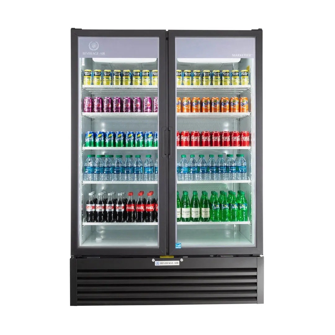 Beverage Air MT53-1B 54" 2-Section Marketeer Glass Door Merchandiser in Black, 41.66 cu. ft.