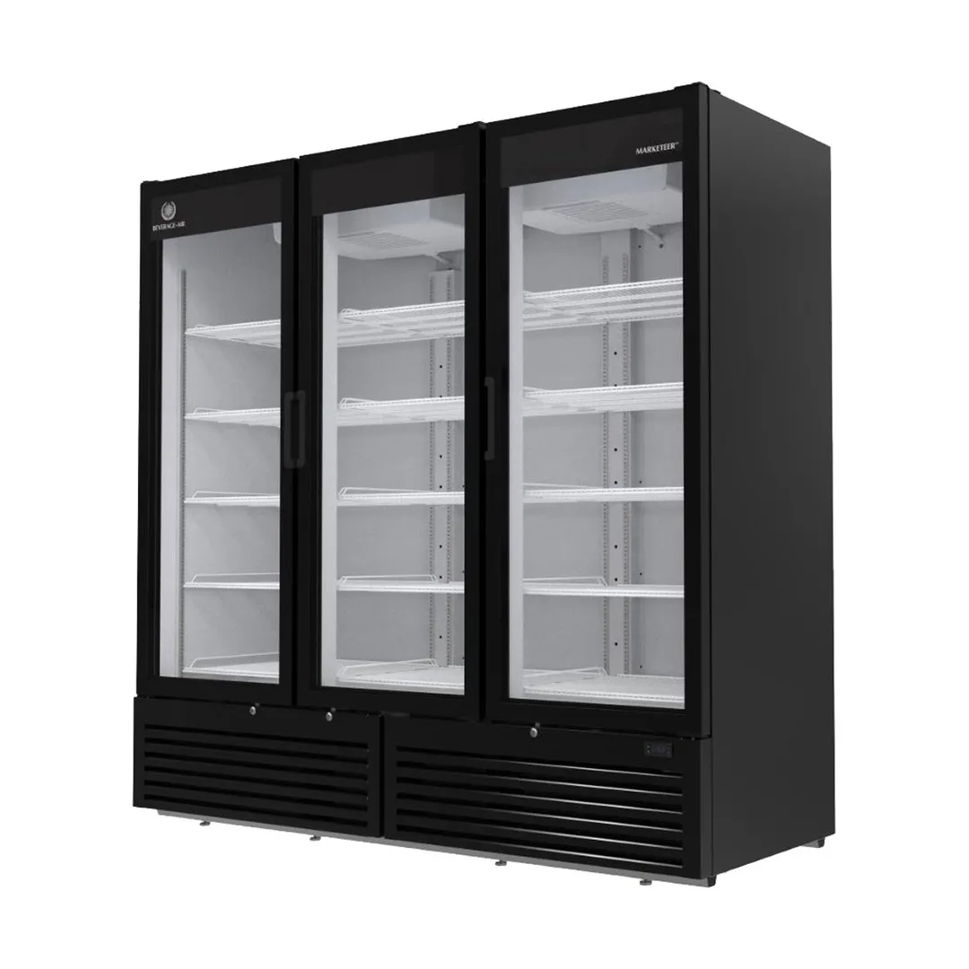 Beverage Air MT72-1B 78" 3-Section Marketeer Glass Door Merchandiser in Black, 66.3 cu. ft.
