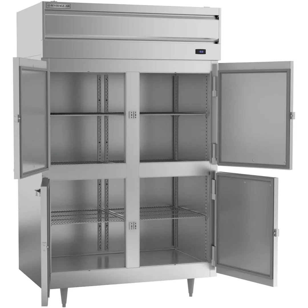 Beverage Air PF2HC-1AHS 52" Two Section Reach-In Freezer w/ 4 Half Solid Doors, Aluminum Interior, 45 cu. ft.