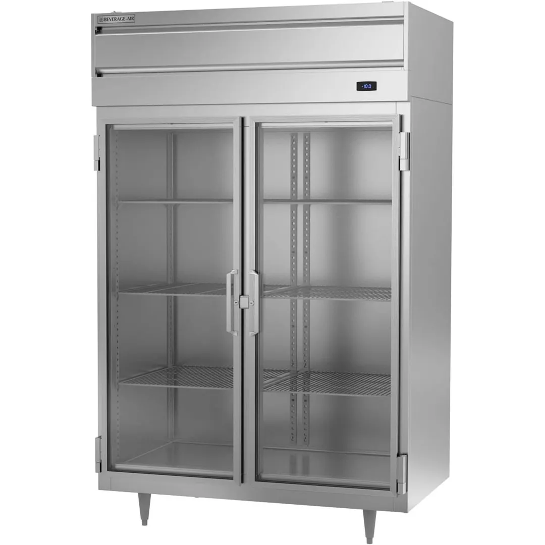 Beverage Air PF2HC-1BG 52" Two Section Reach-In Freezer w/ 2 Glass Doors, Aluminum Interior, 45 cu. ft.
