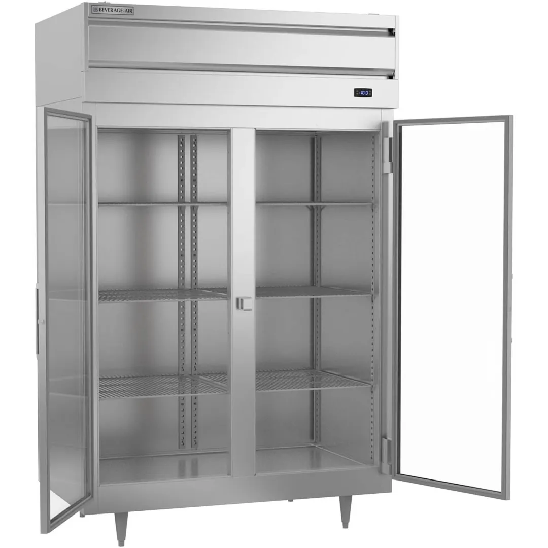 Beverage Air PF2HC-1BG 52" Two Section Reach-In Freezer w/ 2 Glass Doors, Aluminum Interior, 45 cu. ft.