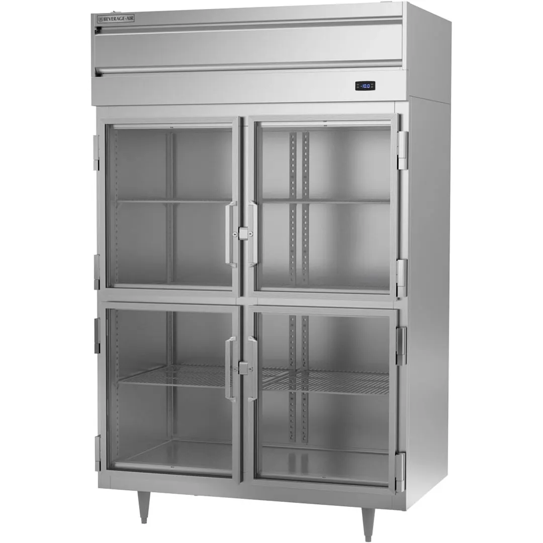 Beverage Air PF2HC-1BHG 52" Two Section Reach-In Freezer w/ 4 Half Glass Doors, Aluminum Interior, 45 cu. ft.