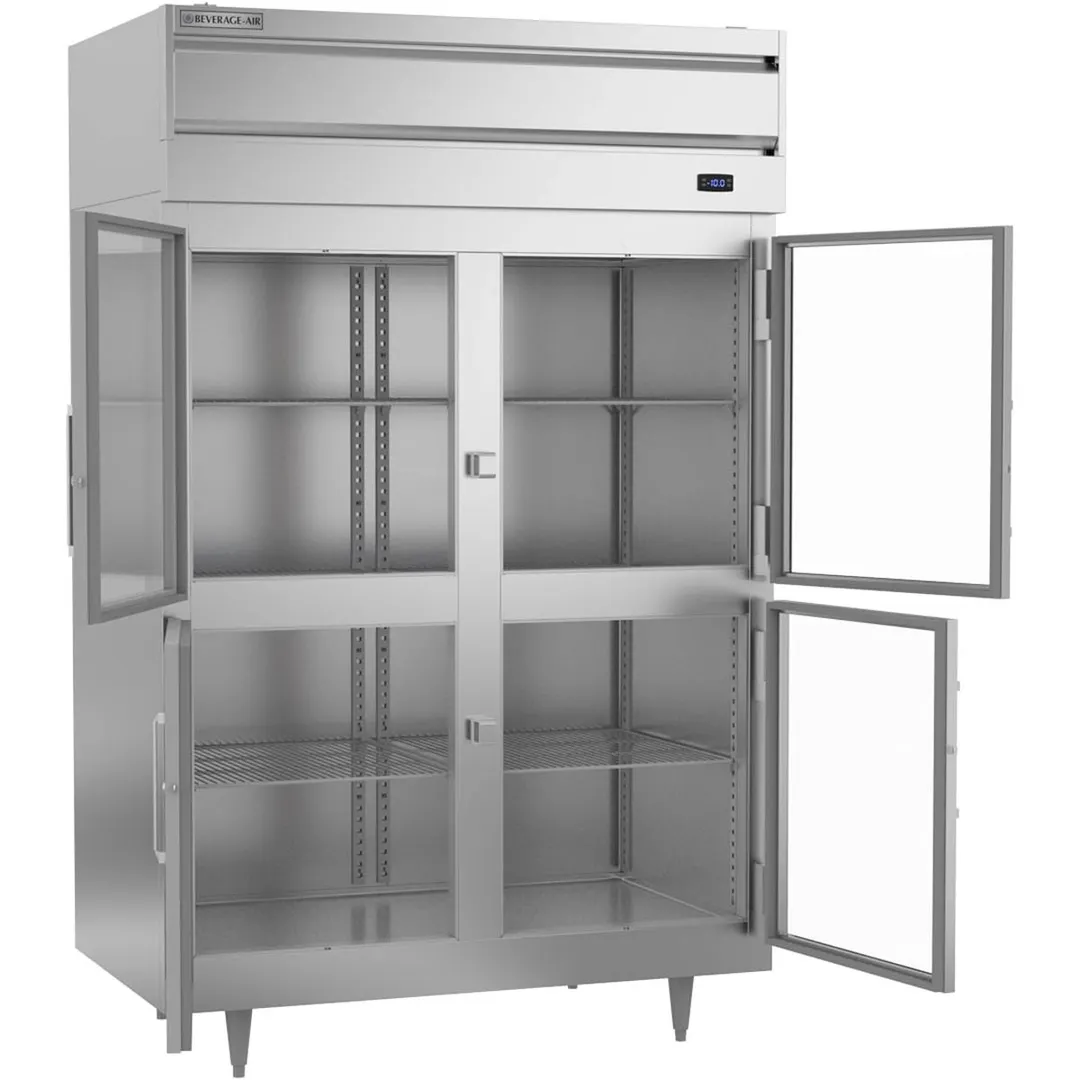 Beverage Air PF2HC-1BHG 52" Two Section Reach-In Freezer w/ 4 Half Glass Doors, Aluminum Interior, 45 cu. ft.