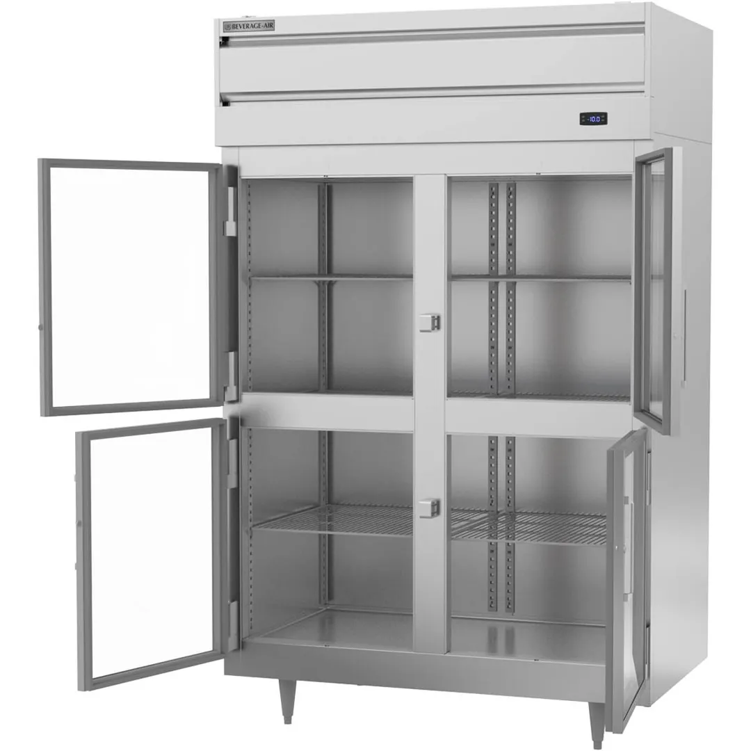 Beverage Air PF2HC-1BHG 52" Two Section Reach-In Freezer w/ 4 Half Glass Doors, Aluminum Interior, 45 cu. ft.