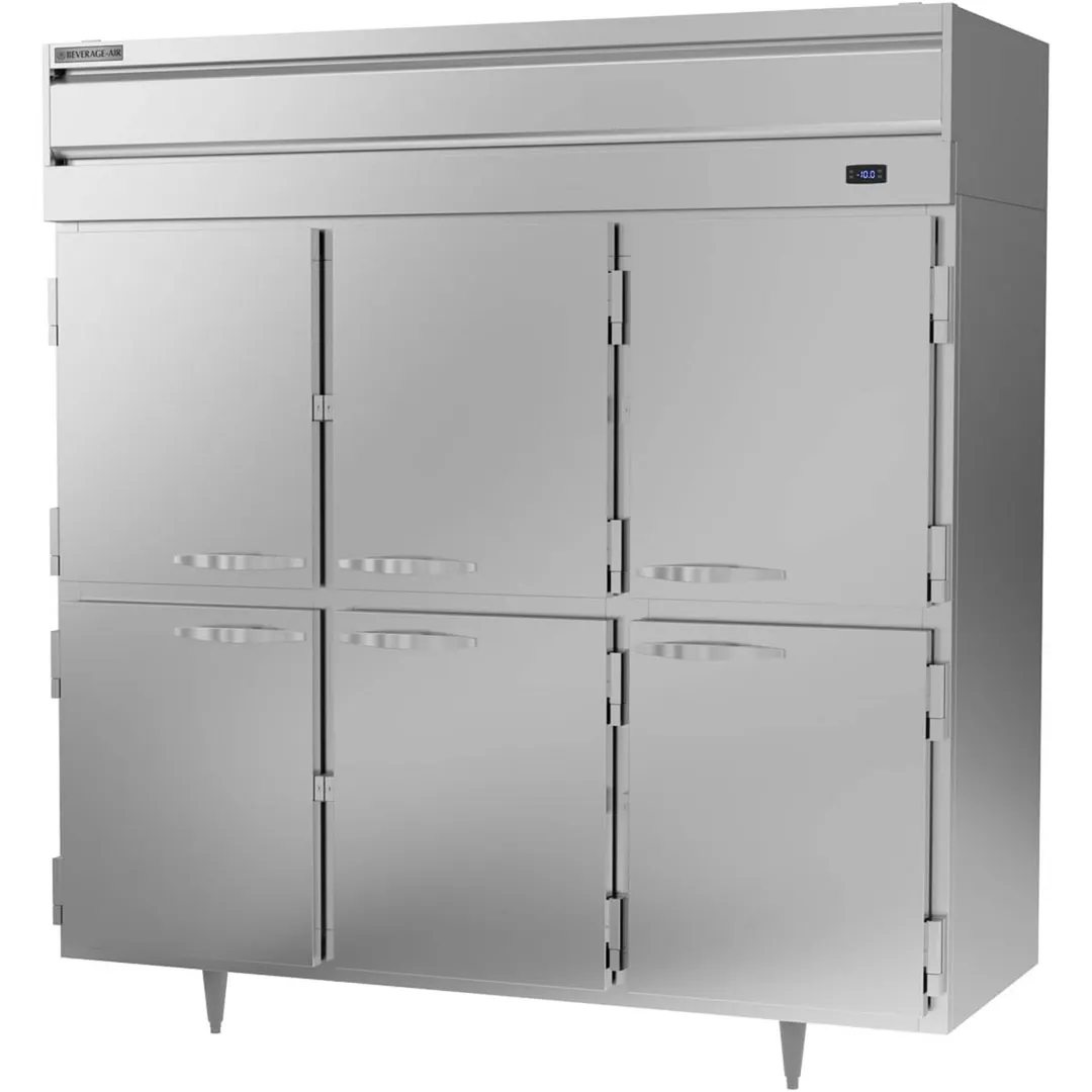 Beverage Air PF3HC-1AHS 78" Three Section Reach-In Freezer w/ 6 Half Solid Doors, Aluminum Interior, 68 cu. ft.