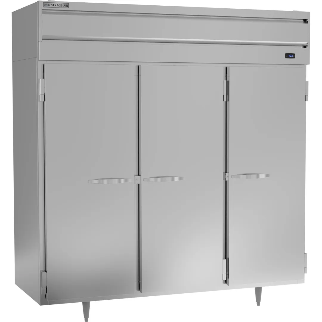 Beverage Air PF3HC-1AS 78" 3-Section Reach-In Freezer w/ 3 Solid Doors, Aluminum Interior, 68 cu. ft.