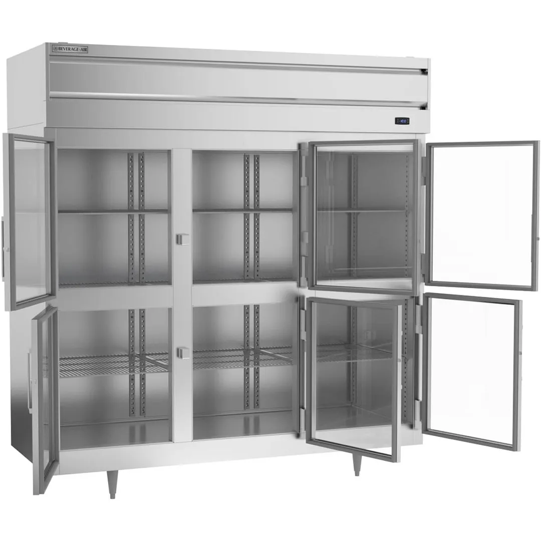 Beverage Air PF3HC-1BHG 78" Three Section Reach-In Freezer w/ 6 Half Glass Doors, Aluminum Interior, 68 cu. ft.