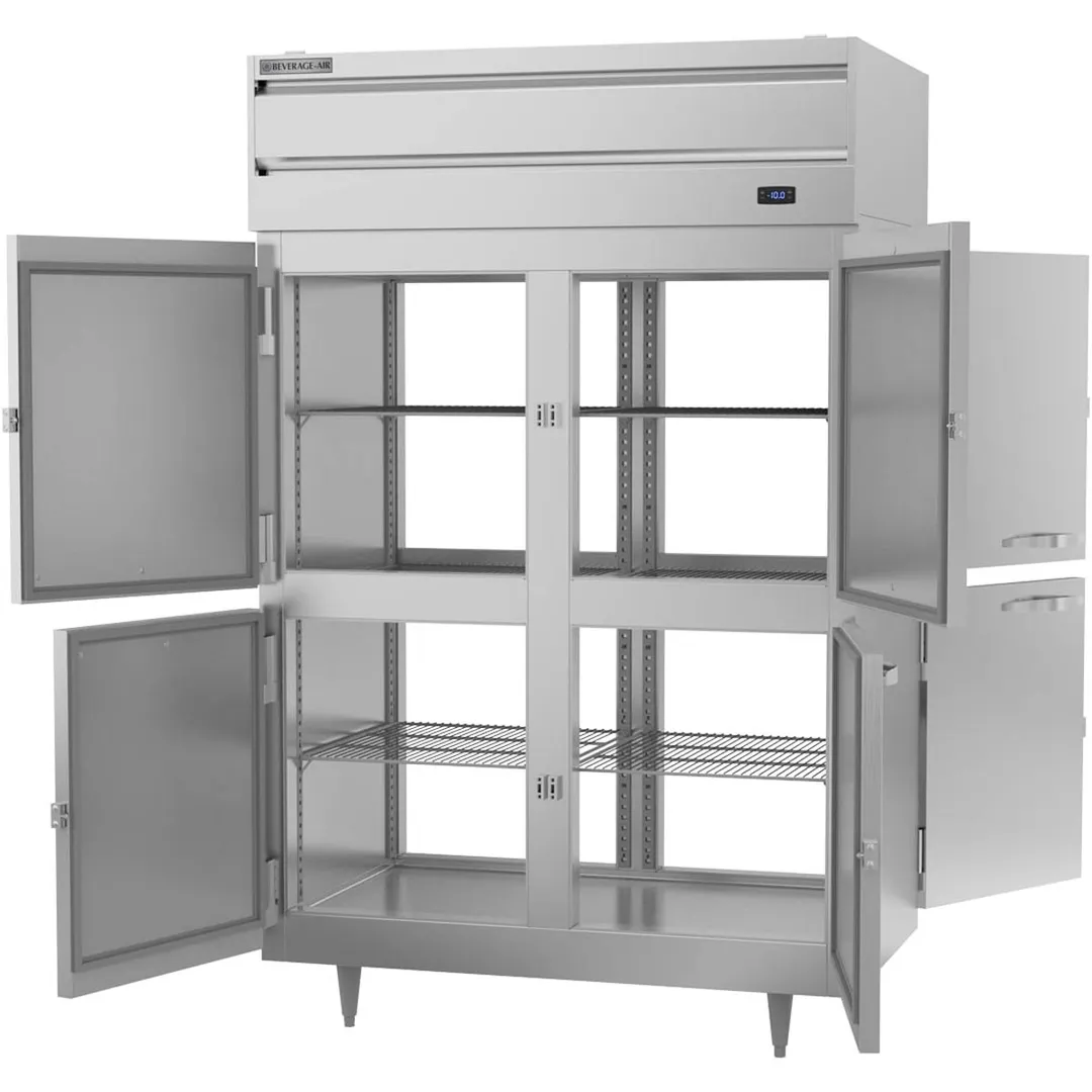 Beverage Air PFD2HC-1AHS 52" Two Section Pass-Thru Freezer w/ 8 Solid Half Doors, 48 cu. ft.