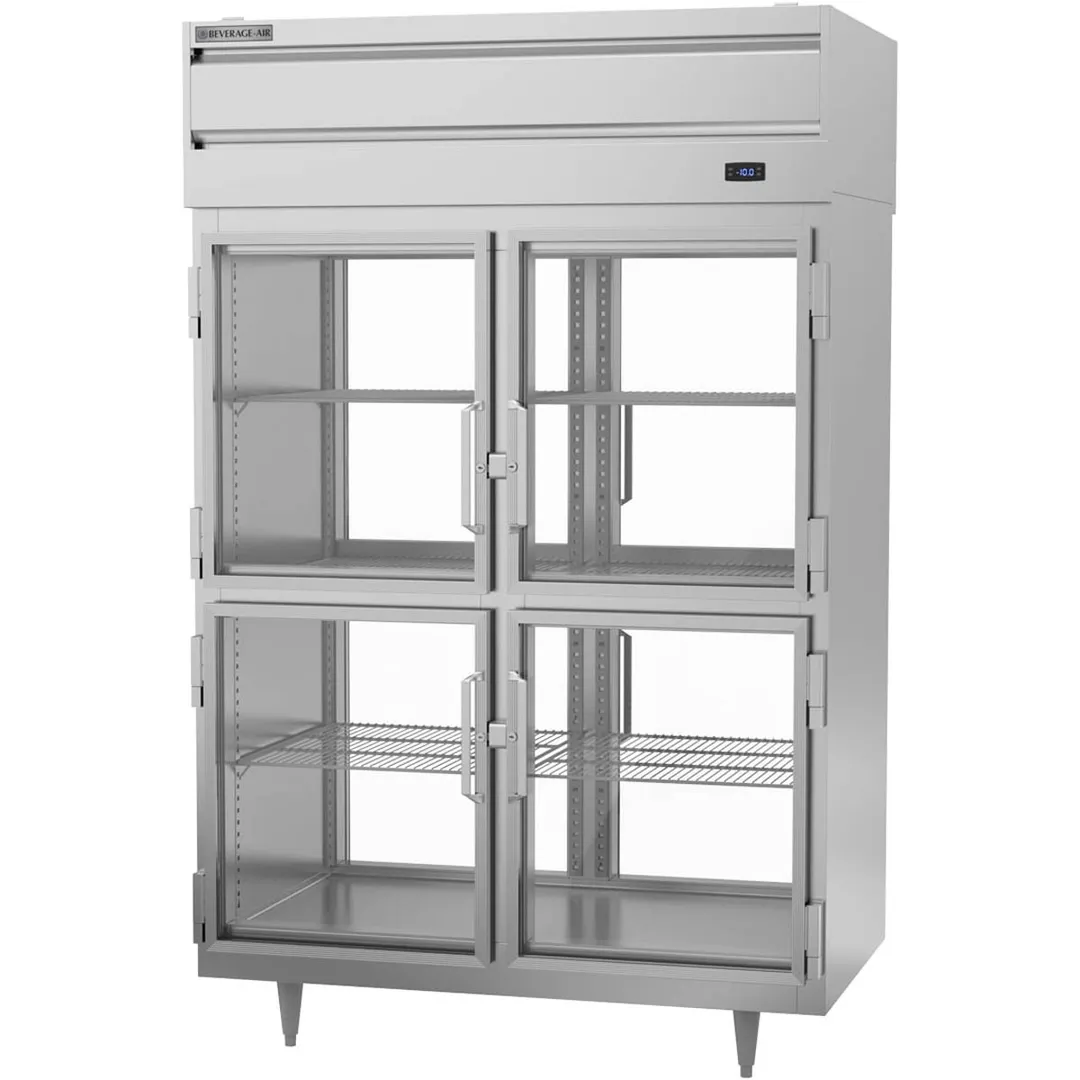 Beverage Air PFD2HC-1BHG 52" Two Section Pass-Thru Freezer w/ 8 Glass Half Doors, 49 cu. ft.