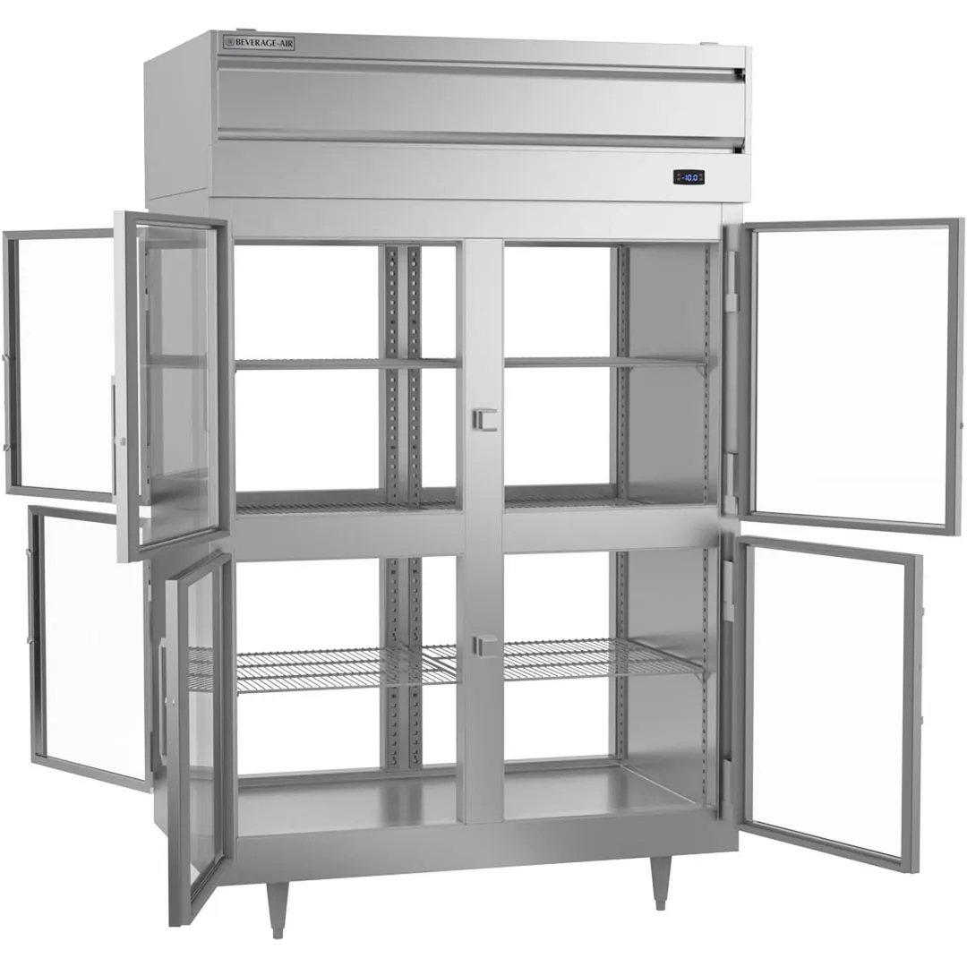 Beverage Air PFD2HC-1BHG 52" Two Section Pass-Thru Freezer w/ 8 Glass Half Doors, 49 cu. ft.