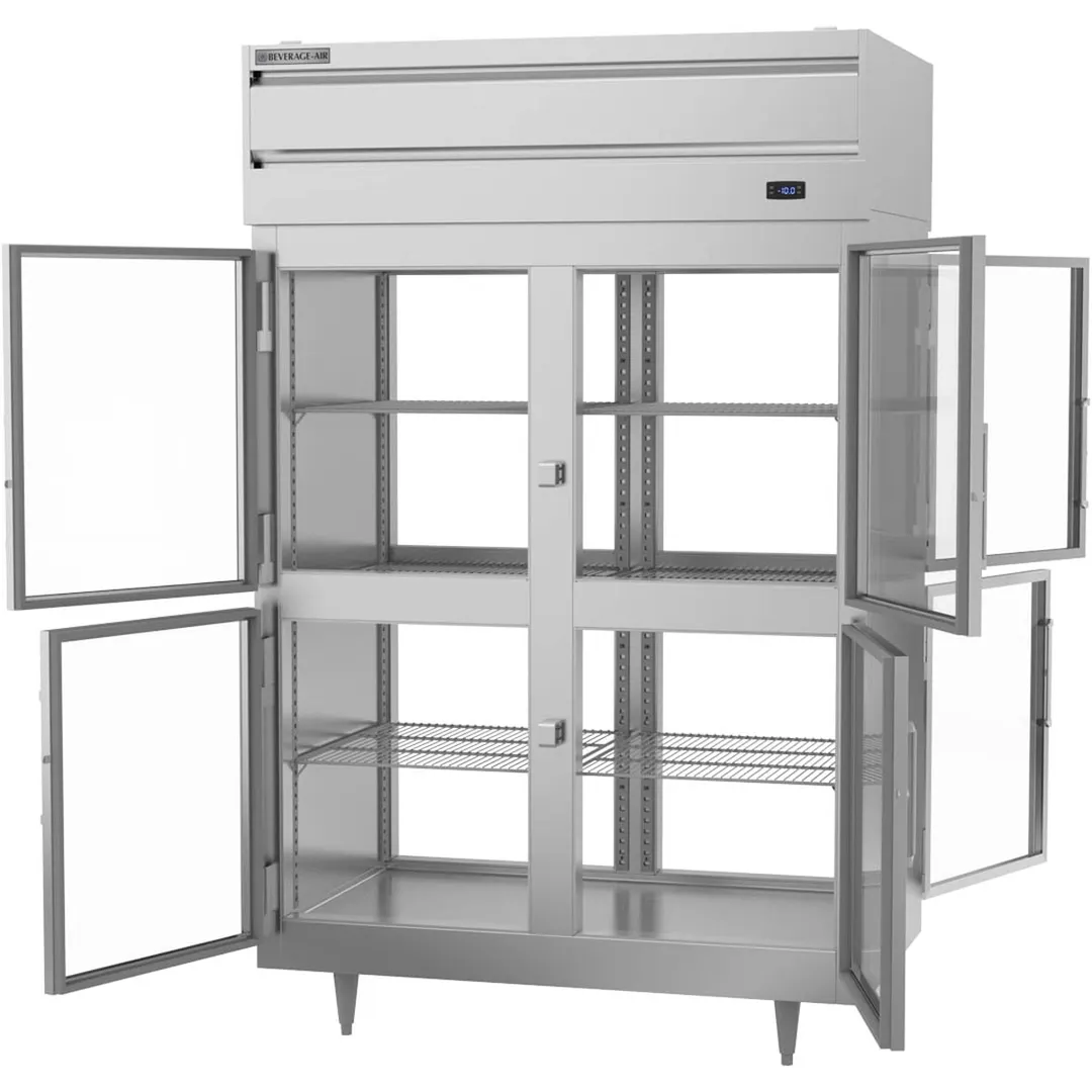 Beverage Air PFD2HC-1BHG 52" Two Section Pass-Thru Freezer w/ 8 Glass Half Doors, 49 cu. ft.