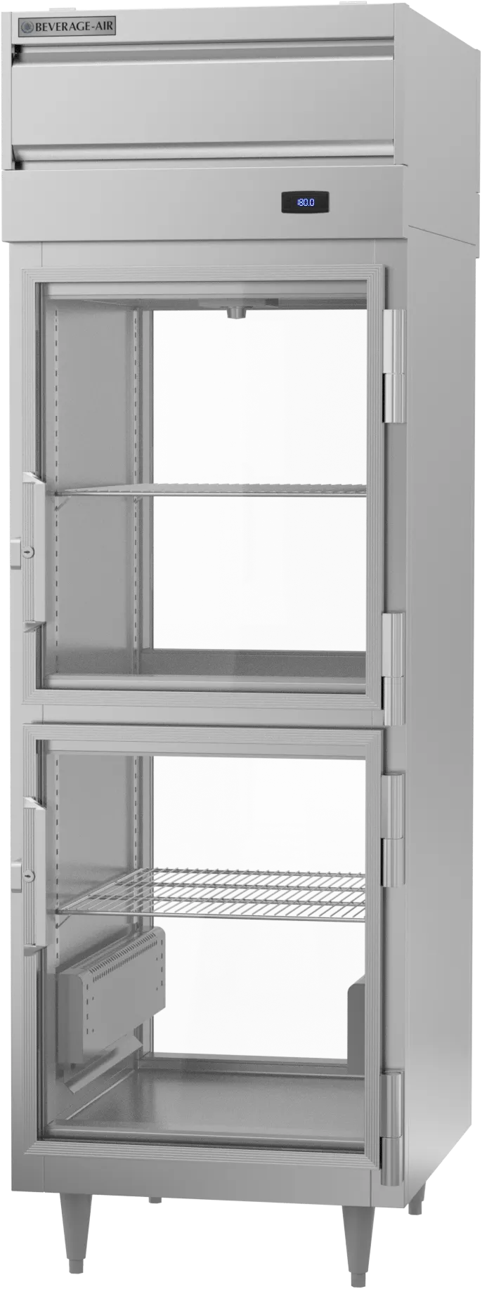 Beverage Air PH1-1BHG-PT 1-Section 4-Half-Height Glass Door Heated Holding Cabinet 21.5 cu. ft., Stainless Steel/Aluminum