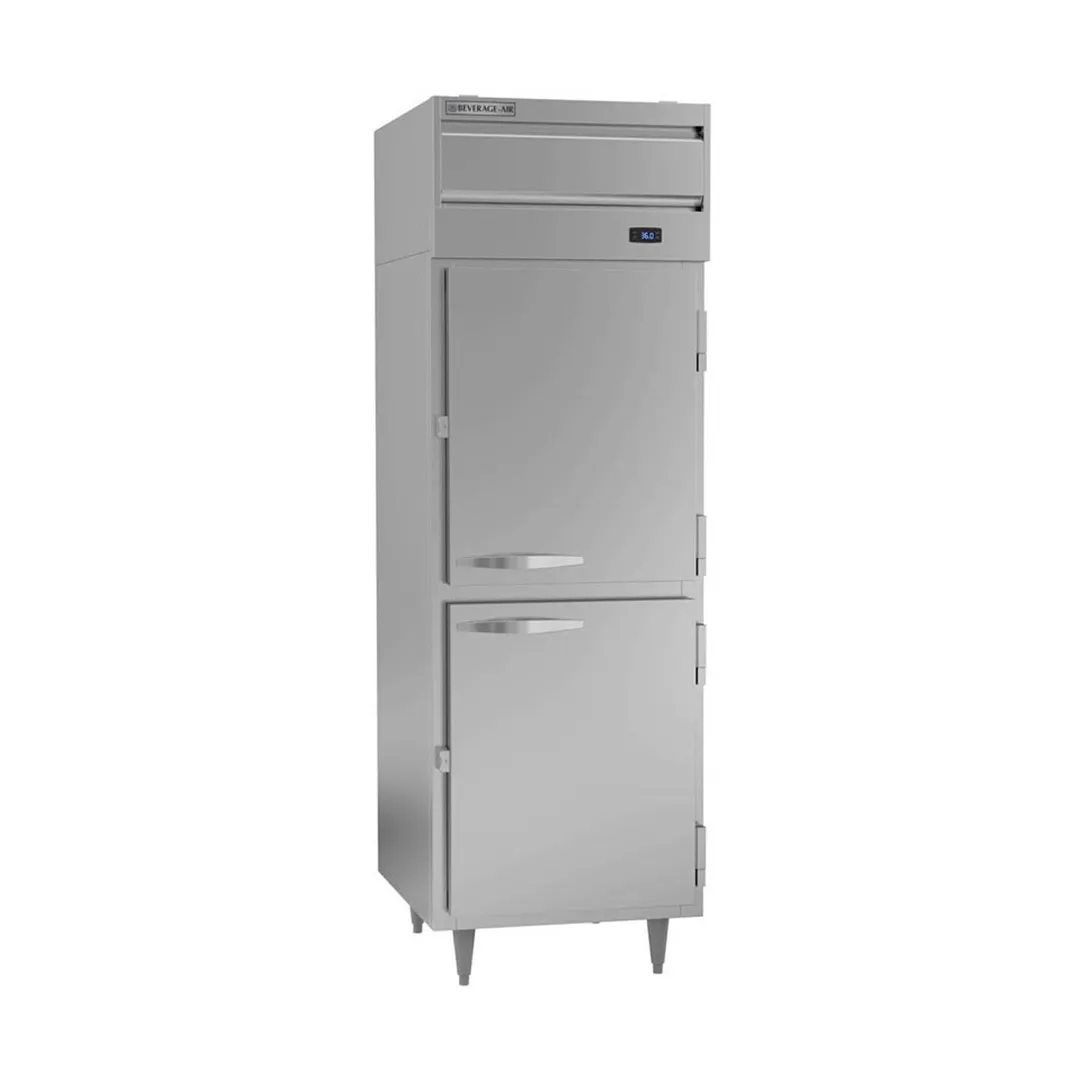 Beverage Air PR1HC-1AHS 26" 1-Section Reach-In Refrigerator w/ 2 Solid Half Doors, Top Mounted, Aluminum Interior, 21 cu. ft.