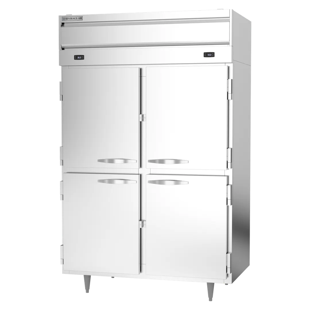 Beverage Air PRF24-24HC-1AHS 52" 2-Section Reach-In Refrigerator Freezer Combo w/ 4 Half Solid Doors